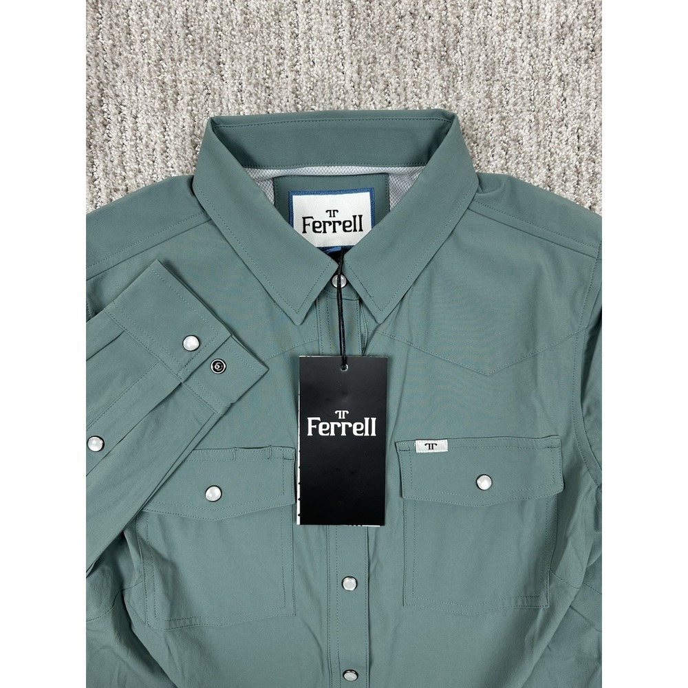 Ferrell Women's Small Teal/Green Western Pearl Snap Shirt NWT Long Sleeve Rodeo